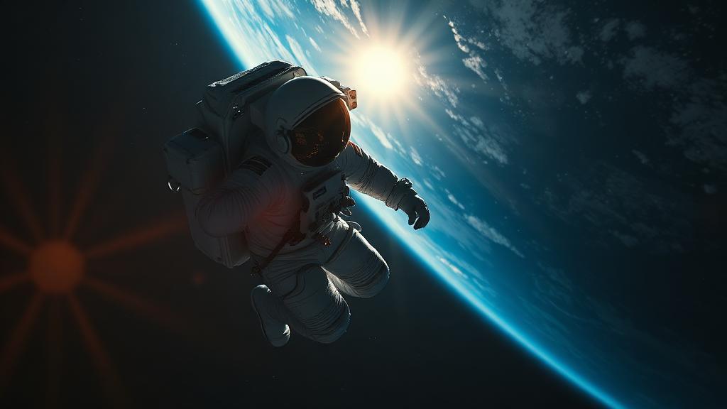 Astronaut floating in the vastness of space