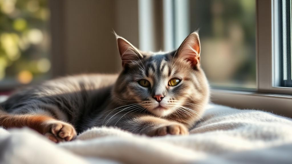 Relaxed cat in a peaceful setting
